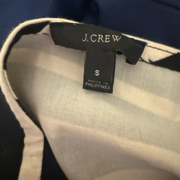 J.Crew Striped Cotton Ruffle Sleeve Top Black White Size Small Oversized - Picture 2 of 7